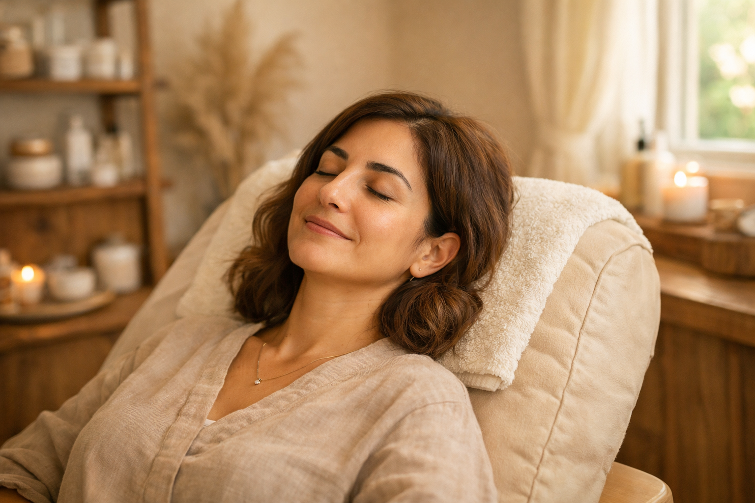 Sicak isikli, rahatlatici guzellik salonu ortami